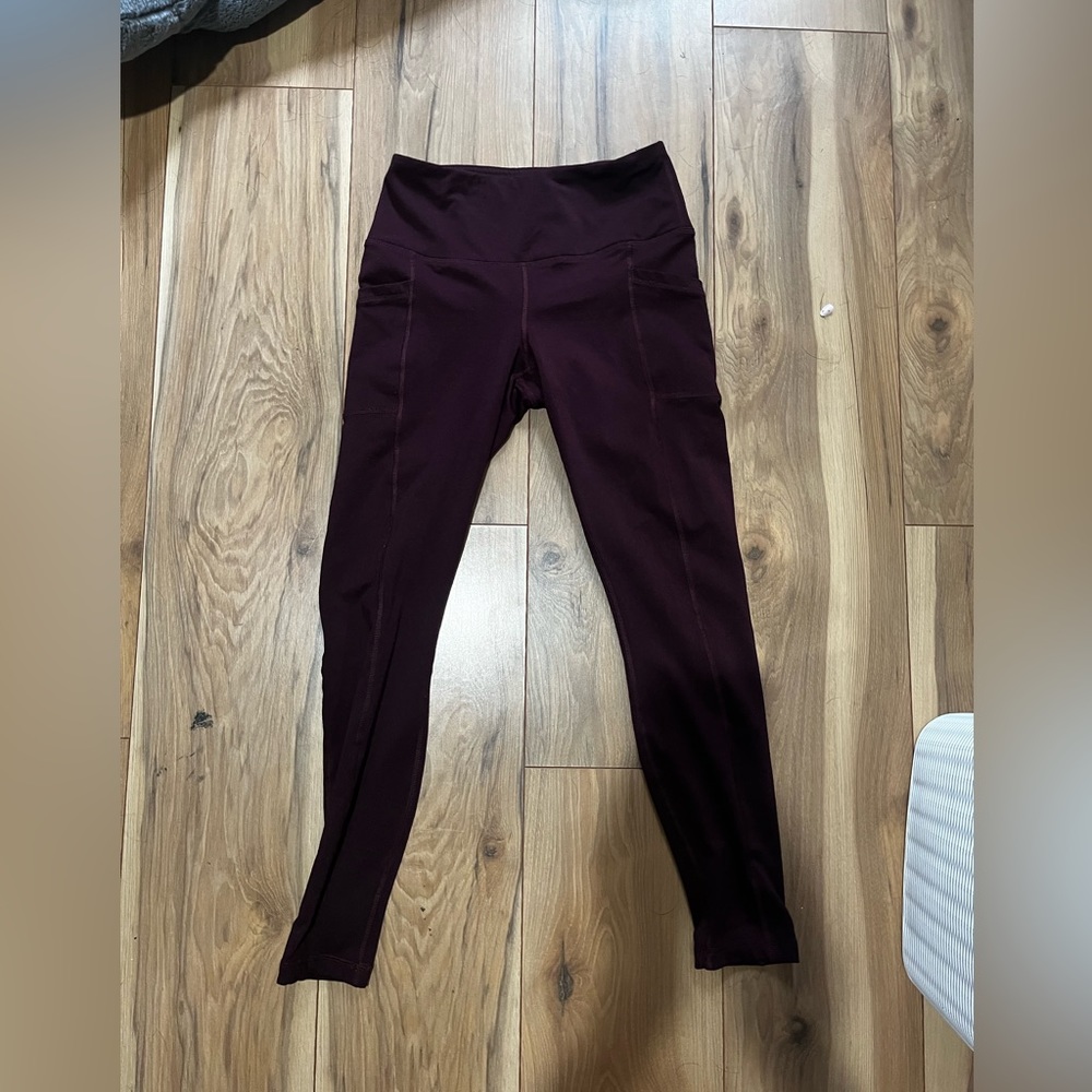Fleece lined maroon leggings